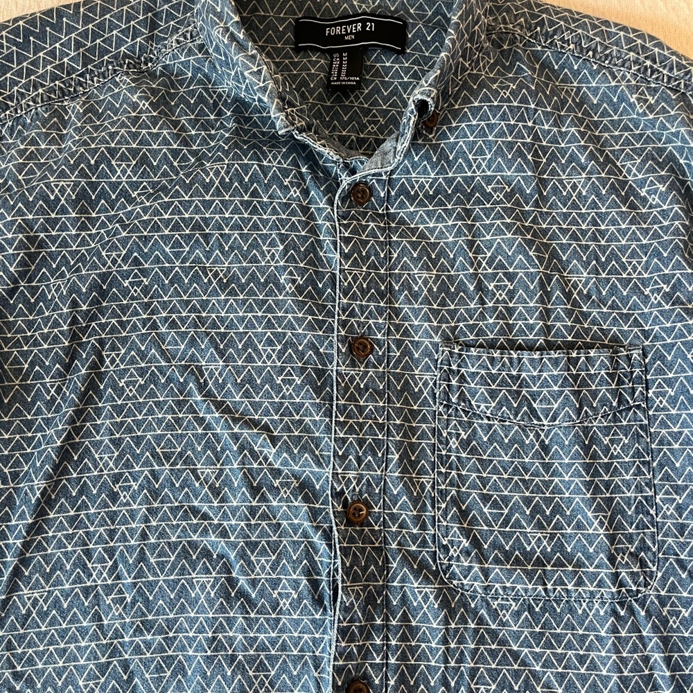 Forever 21 Blue Patterned Men's Shirt